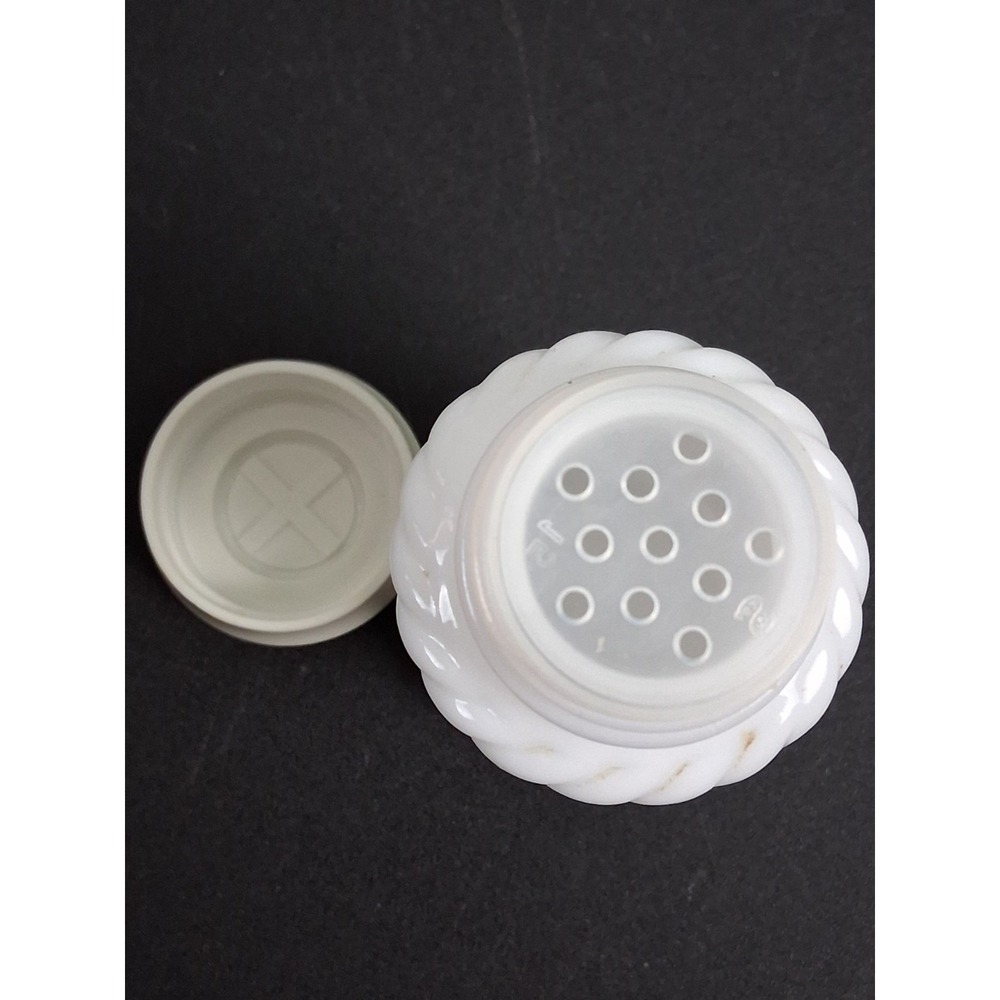 Vintage White Milk Glass Spice Apothecary Jars 3 1/2" Colonial Style Lot of 7 - Picture 6 of 11
